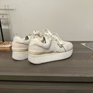 Size 6 New Balance platform sneakers. Cream and white colored.